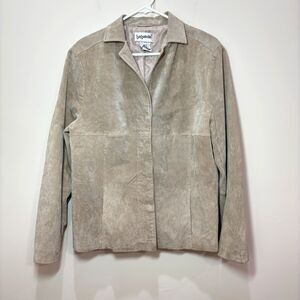 VTG Bagatelle Suede Leather Jacket Tan Khaki Women XL Retro Boho Western